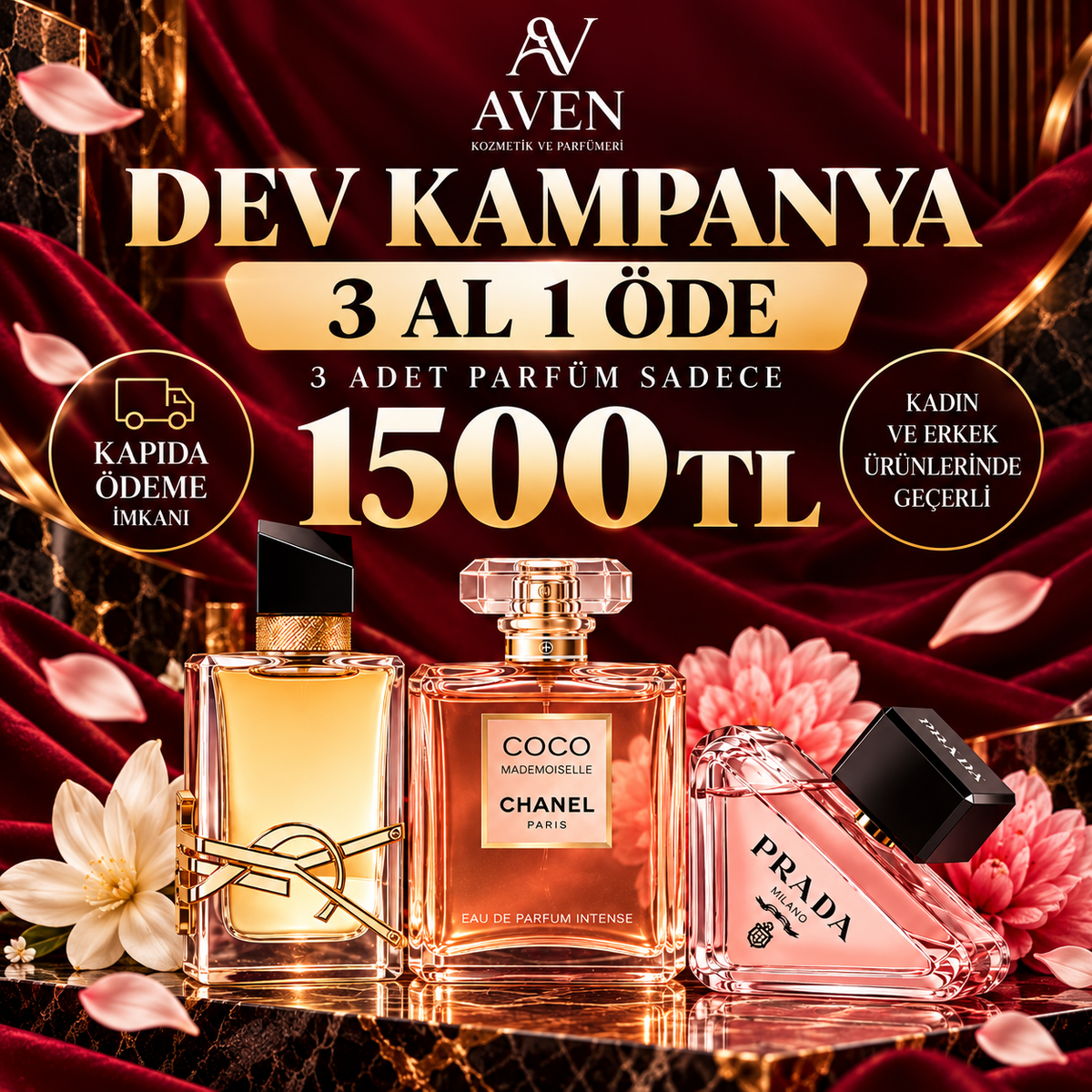 3 Al 1 Öde Kadın Parfüm Paketi | 3 Parfüm Sadece 1.500 TL